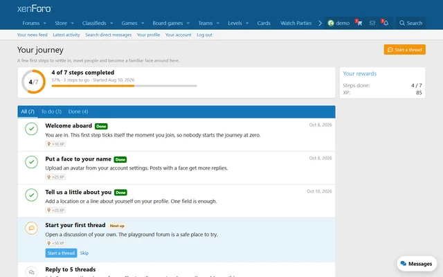 Journey on the live demo board